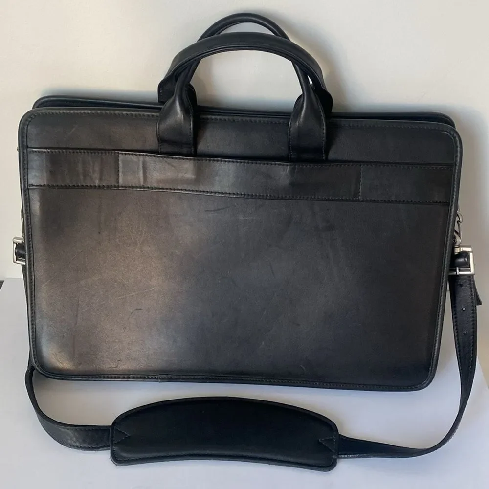 Jack Georges BELTING SLIM LEATHER BRIEFCASE in Black Like New
